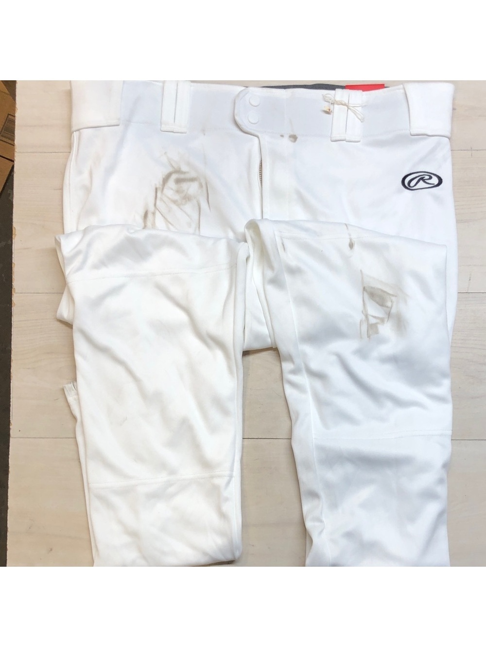 Rawlings White Athletic Baseball Pants with Logo #3019
